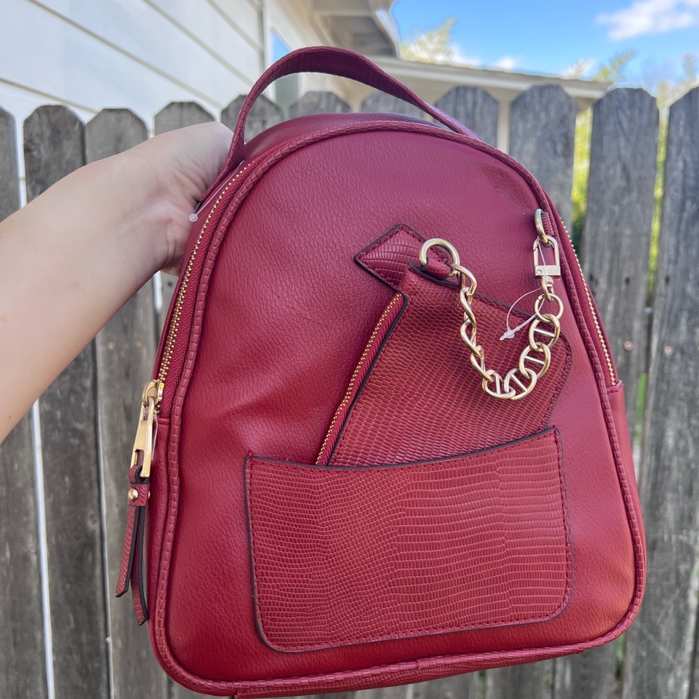 Burgundy backpack purse